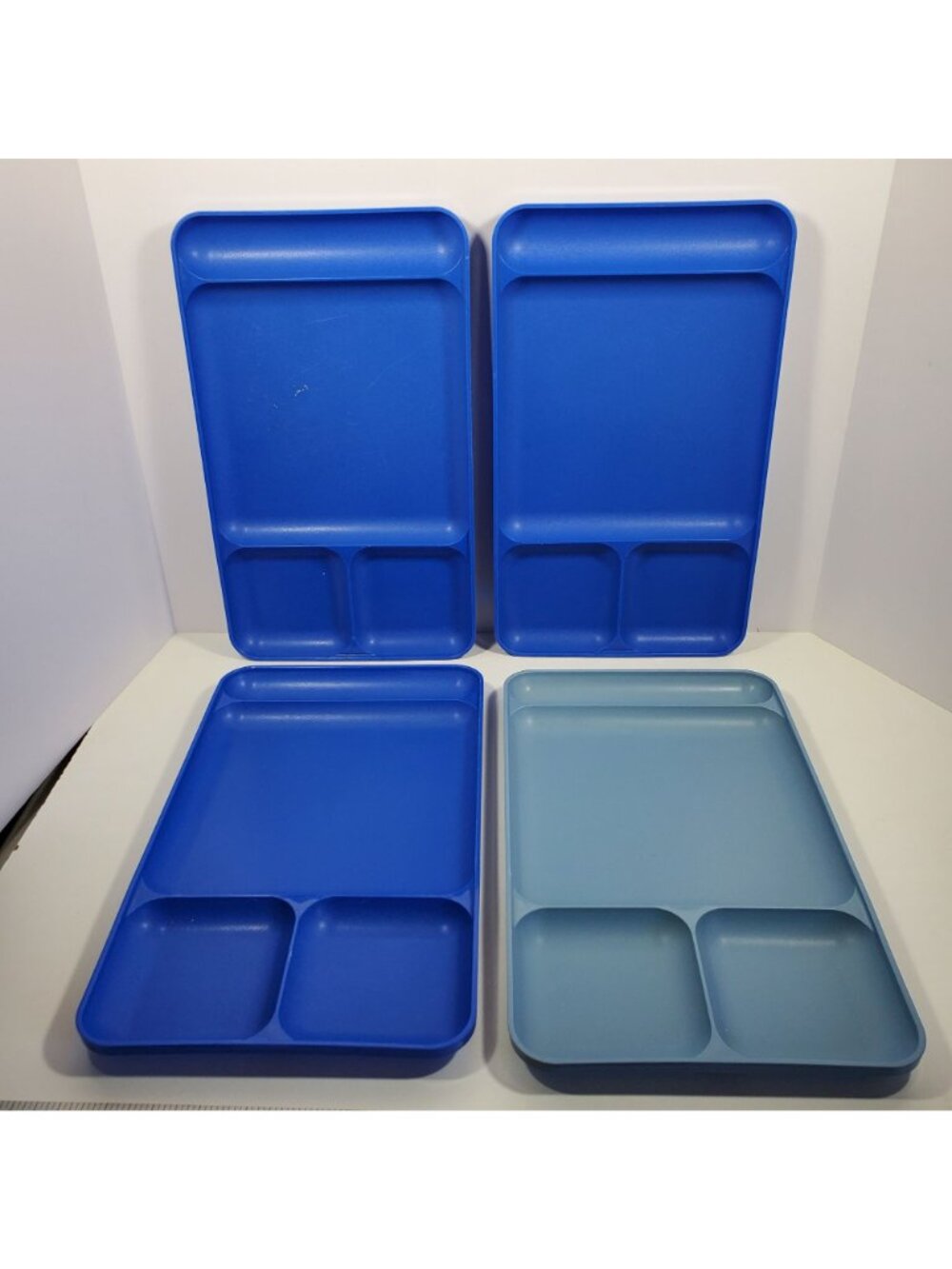 Tupperware Lunch Trays 10 Divided Dinner Camping Blue Cream Purple 1535 Vintage - Picture 7 of 11